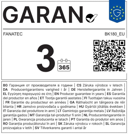 Warranty label BK180_EU