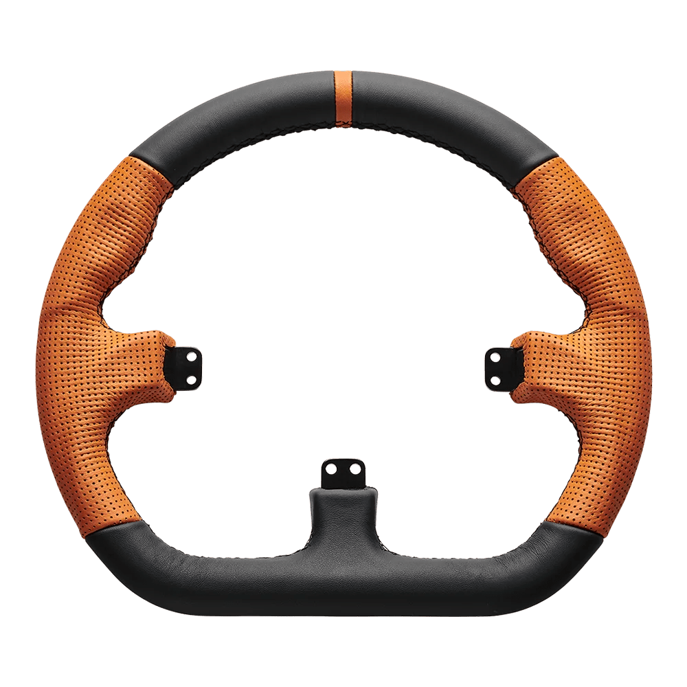 Asetek Closed D Orange Leather | Steering wheels | SIMHUB.PRO