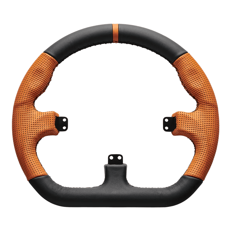 Asetek Closed D Orange Leather | Steering wheels | SIMHUB.PRO