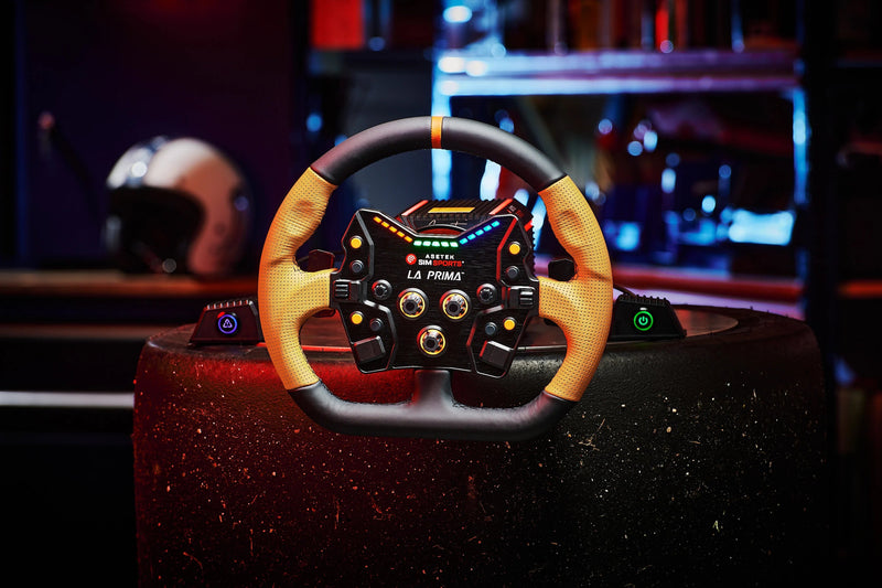 Asetek Closed D Orange Leather | Steering wheels | SIMHUB.PRO