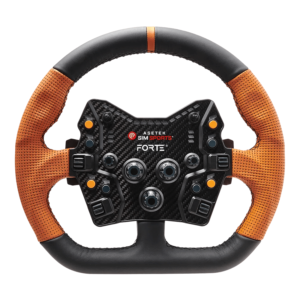 Asetek Closed D Orange Leather | Steering wheels | SIMHUB.PRO