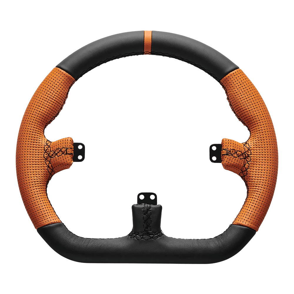 Asetek Closed D Orange Leather | Steering wheels | SIMHUB.PRO